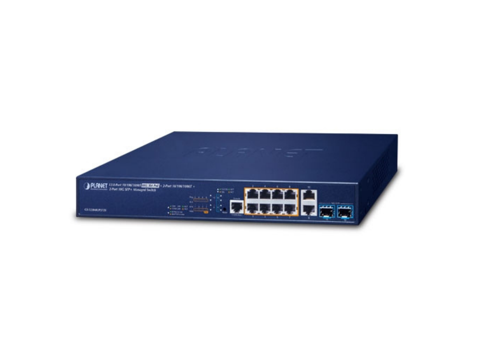 Planet L3 8-Port 10/100/1000T 802.3bt PoE + 2-Port 10/100/1000T + 2-Port 10G SFP+ Managed Switch | GS-5220-8UP2T2X