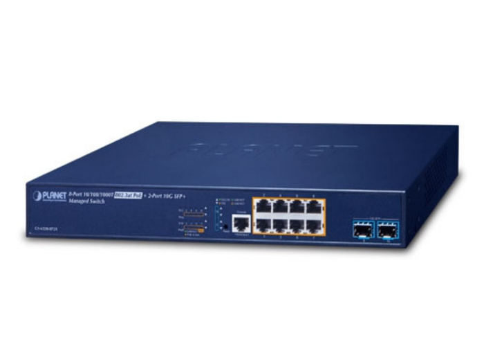 Planet L3 8-Port 10/100/1000T 802.3at PoE + 2-Port 10G SFP+ Managed Switch | GS-6320-8P2X Network Switch Planet