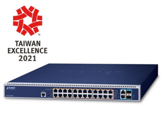 Planet L3 24-Port 10/100/1000T 802.3bt PoE + 2-Port 10GBASE-T + 2-Port 10G SFP+ Managed Switch with Dual Modular Power Supply Slots Network Switch Planet