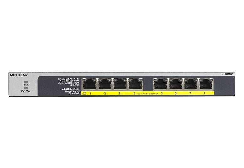 Netgear GS108LP-100EUS 8-Port Gigabit Ethernet PoE+ Unmanaged Switch Network Switch Netgear