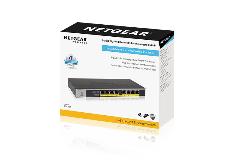 Netgear GS108LP-100EUS 8-Port Gigabit Ethernet PoE+ Unmanaged Switch with FlexPoE (60W)