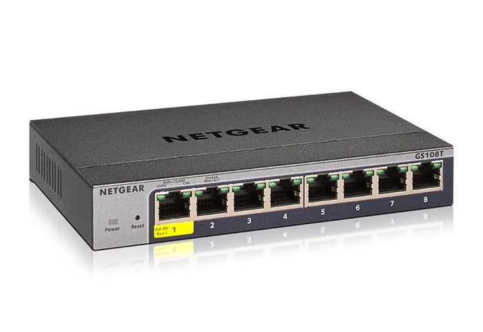 Netgear GS108T-300UKS 8-Port Gigabit Ethernet Smart Switch with Cloud Management Network Switch Netgear