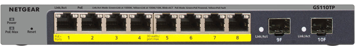 Netgear ProSafe GS110TPv3 8 Ports Manageable Ethernet Switch Network Switch Netgear