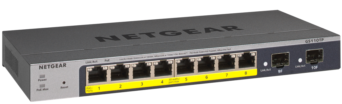 Netgear ProSafe GS110TPv3 8 Ports Manageable Ethernet Switch Netgear Network Switches Netgear