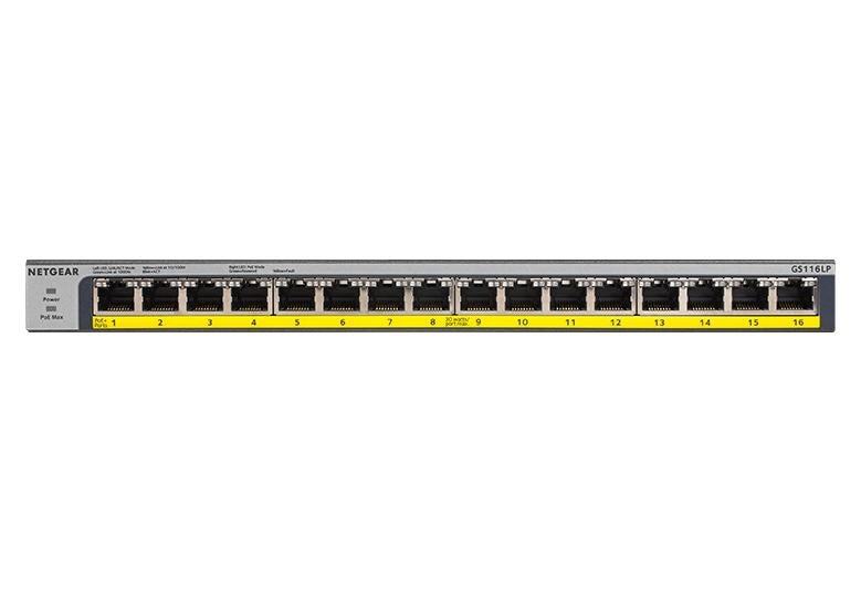 Netgear GS116LP-100EUS 16-Port Gigabit Ethernet Unmanaged PoE+ Switch with FlexPoE (76W) Network Switch Netgear