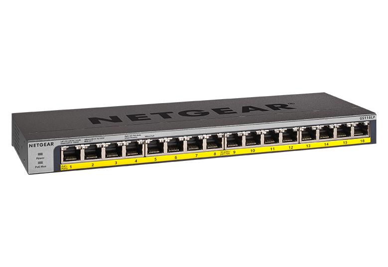 Netgear GS116LP-100EUS 16-Port Gigabit Ethernet Unmanaged PoE+ Switch with FlexPoE (76W) Network Switch Netgear