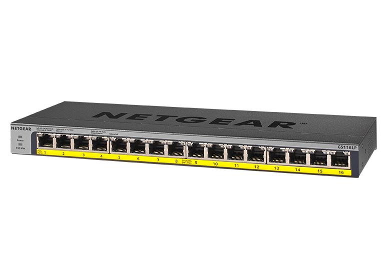 Netgear GS116LP-100EUS 16-Port Gigabit Ethernet Unmanaged PoE+ Switch with FlexPoE (76W) Network Switch Netgear