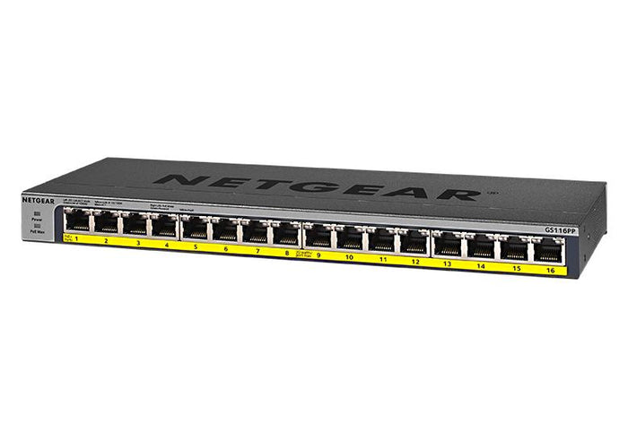 Netgear GS116PP-100EUS 16-Port Gigabit Ethernet High-Power Unmanaged PoE+ Switch Network Switch Netgear