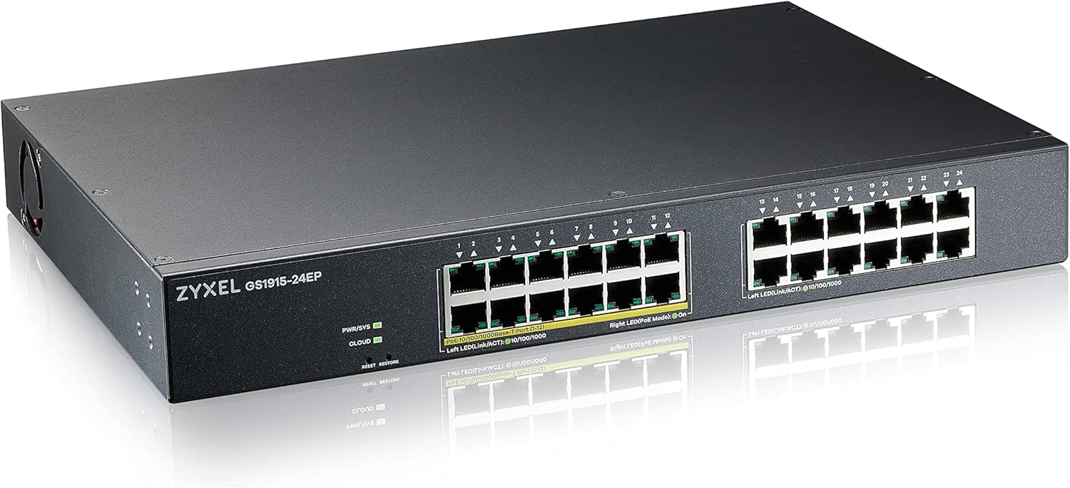 Zyxel L2 Gigabit Ethernet 12 Port PoE Managed Switch | GS1915-24EP-GB0101F Network Switch Zyxel