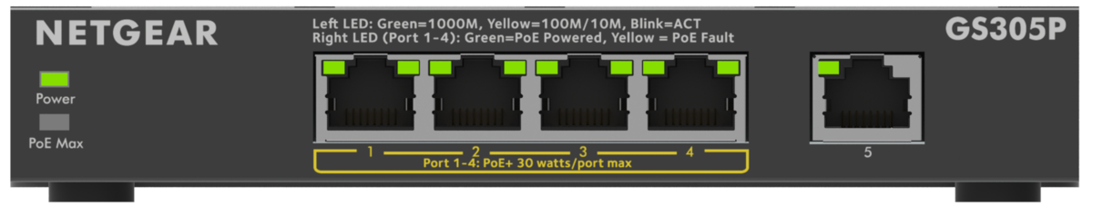 Netgear 300 GS305Pv3 5 Ports Ethernet Switch | GS305P-300EUS Network Switches Netgear