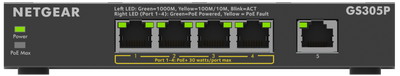 Netgear 300 GS305Pv3 5 Ports Ethernet Switch | GS305P-300EUS Network Switch Netgear