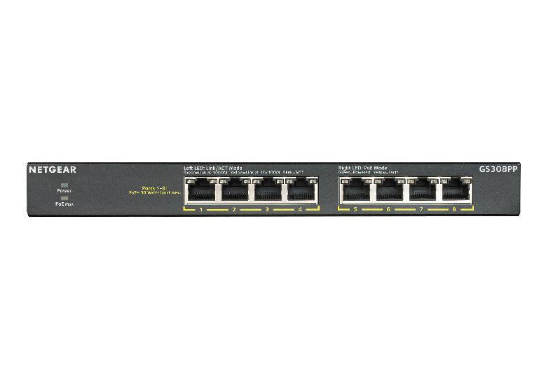 Netgear GS308PP-100EUS 8-Port Gigabit Ethernet SOHO PoE+ Unmanaged Switch (83W) Network Switch Netgear