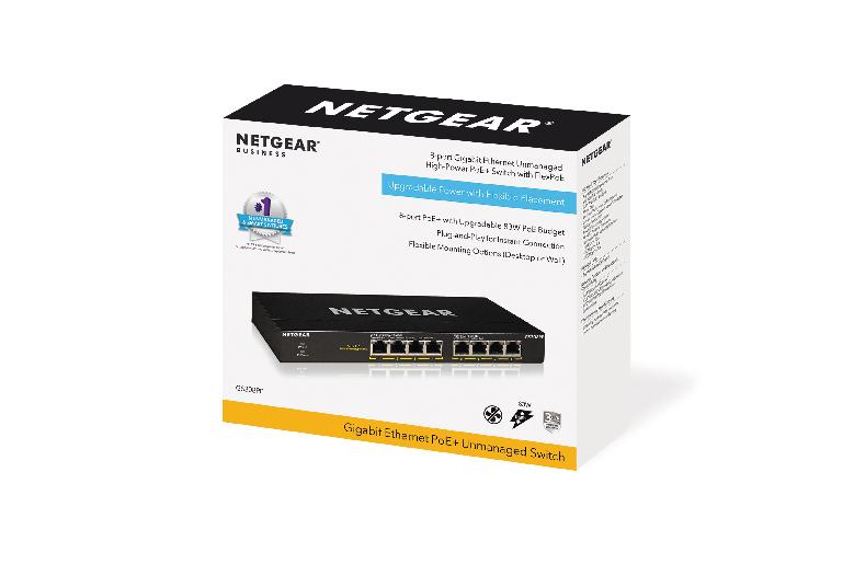Netgear GS308PP-100EUS 8-Port Gigabit Ethernet SOHO PoE+ Unmanaged Switch (83W) Network Switch Netgear