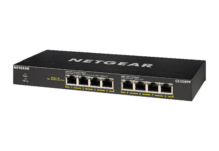 Netgear GS308PP-100EUS 8-Port Gigabit Ethernet SOHO PoE+ Unmanaged Switch (83W) Network Switch Netgear