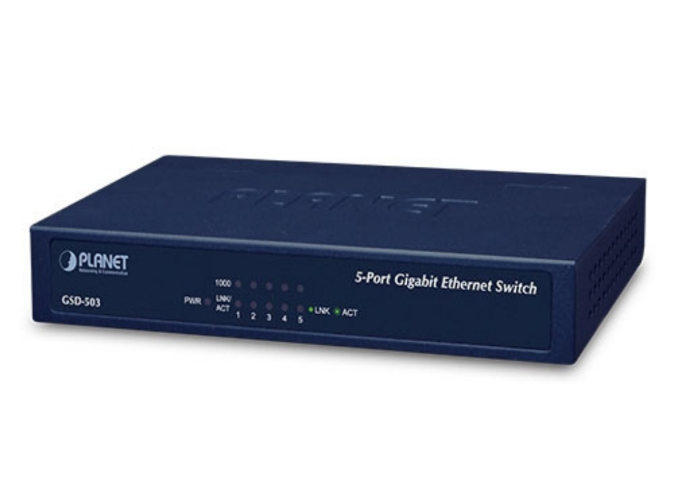 Planet 5-Port 10/100/1000BASE-T Gigabit Ethernet Switch | GSD-503