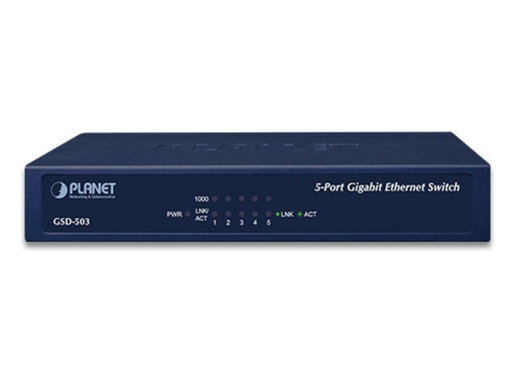 Planet 5-Port 10/100/1000BASE-T Gigabit Ethernet Switch | GSD-503 Planet Network Switches Planet