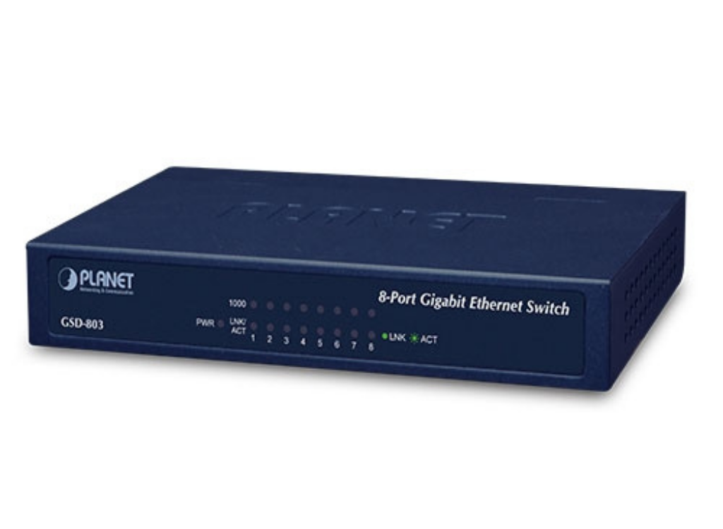 Planet 8-Port 10/100/1000BASE-T Gigabit Ethernet Switch | GSD-803 Network Switch Planet