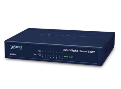 Planet 8-Port 10/100/1000BASE-T Gigabit Ethernet Switch | GSD-803 Network Switches Planet