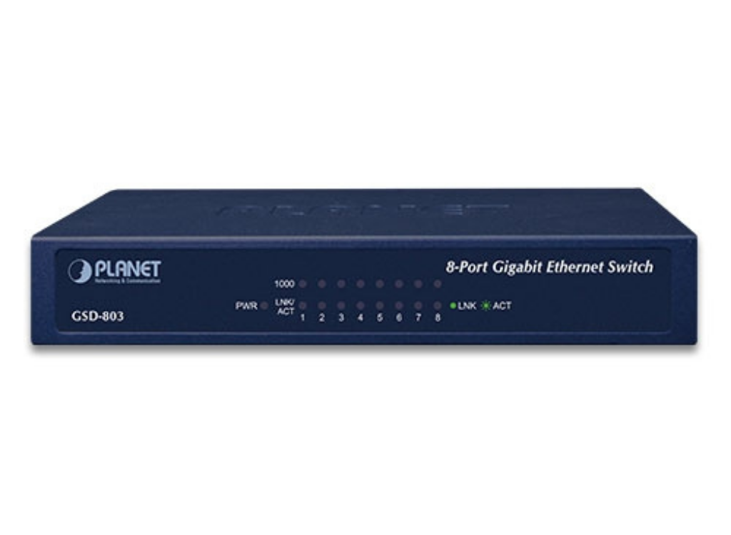 Planet 8-Port 10/100/1000BASE-T Gigabit Ethernet Switch | GSD-803 Network Switch Planet
