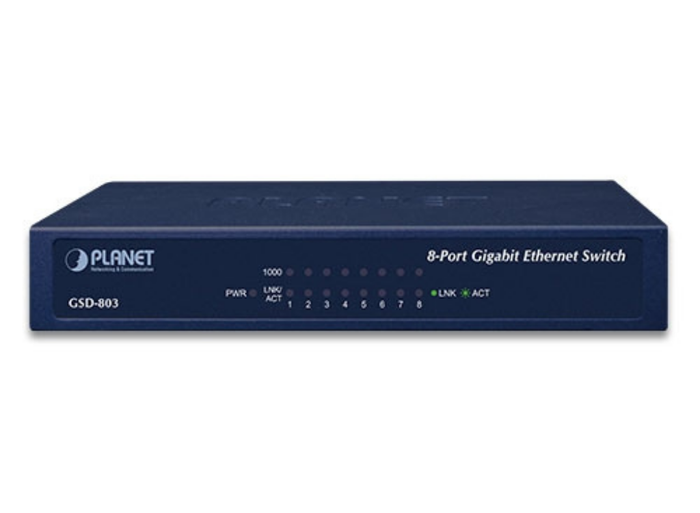 Planet 8-Port 10/100/1000BASE-T Gigabit Ethernet Switch | GSD-803 Network Switch Planet