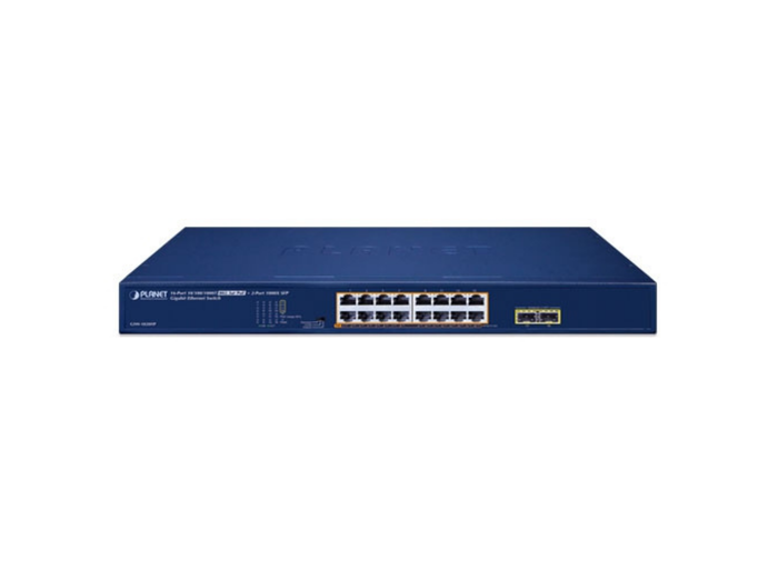 Planet 16-Port 10/100/1000T 802.3at PoE + 2-Port 1000X SFP Gigabit Ethernet Switch | GSW-1820HP Network Switch Planet