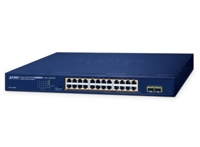 Planet 24-Port 10/100/1000T 802.3at PoE + 2-Port 1000X SFP Gigabit Ethernet Switch | GSW-2620HP Network Switch Planet