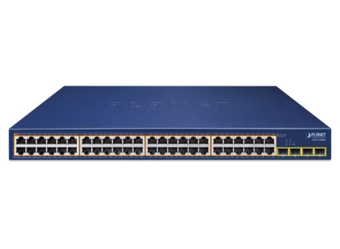Planet 48-Port 10/100/1000T 802.3at PoE + 4-Port 1000X SFP Gigabit Ethernet Switch Network Switch Planet