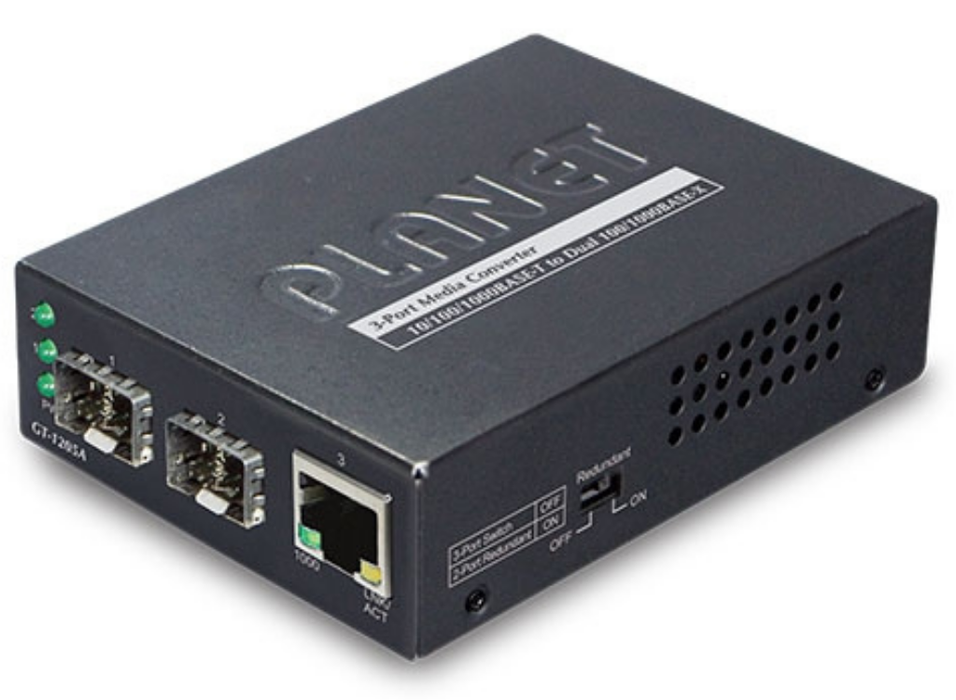 Planet 10/100/1000BASE-T to Dual 100/1000BASE-X SFP Media Converter | GT-1205A Planet Network Media Converters Planet