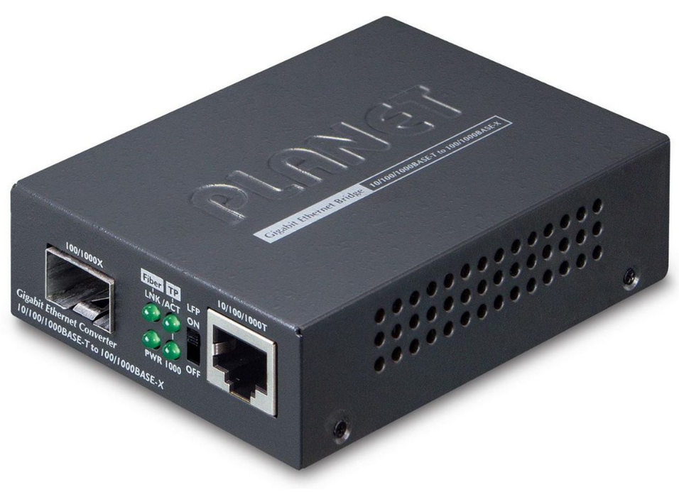 Planet 10/100/1000BASE-T to 100/1000BASE-X Media Converter (Mini-GBIC, SFP) | GT-805A