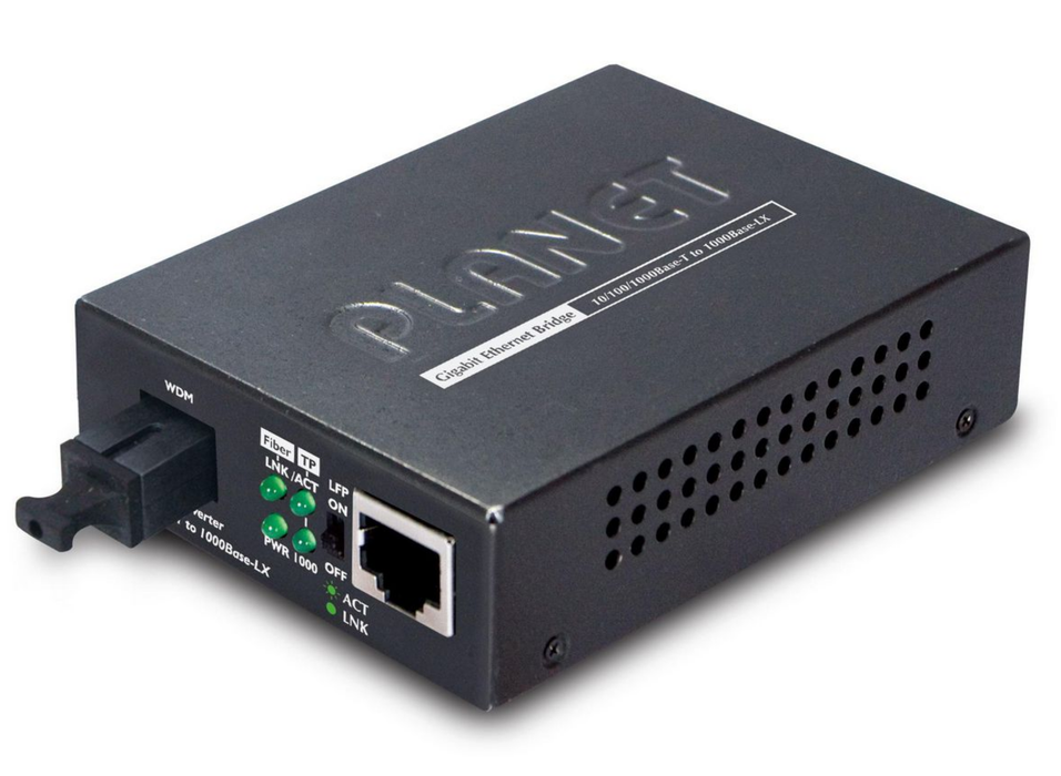 Planet 10/100/1000Base-T to 1000Base-LX WDM Media Converter | GT-806A15 Planet Network Media Converters Planet