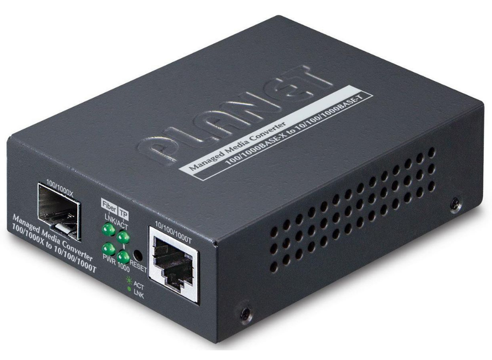 Planet Web/SNMP Man 10/100/1000Base-T to MiniGBIC (SFP) Gigabit Converter | GT-915A Video Signal Converters Planet