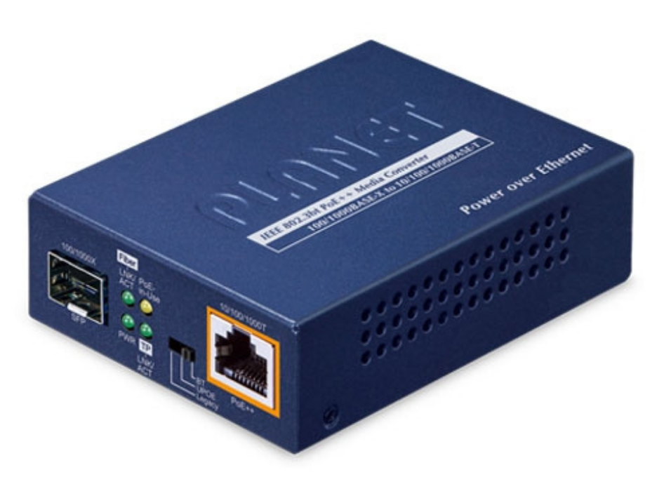 Planet 100/1000BASE-X SFP to 10/100/1000BASE-T 802.3bt PoE++ Media Converter (95 Watts) Planet Network Media Converters Planet