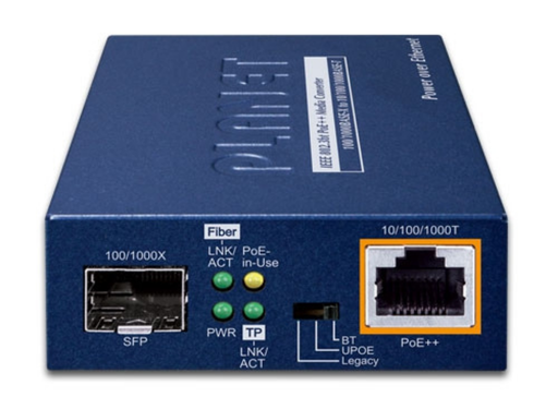 Planet 100/1000BASE-X SFP to 10/100/1000BASE-T 802.3bt PoE++ Media Converter (95 Watts) Planet Network Media Converters Planet