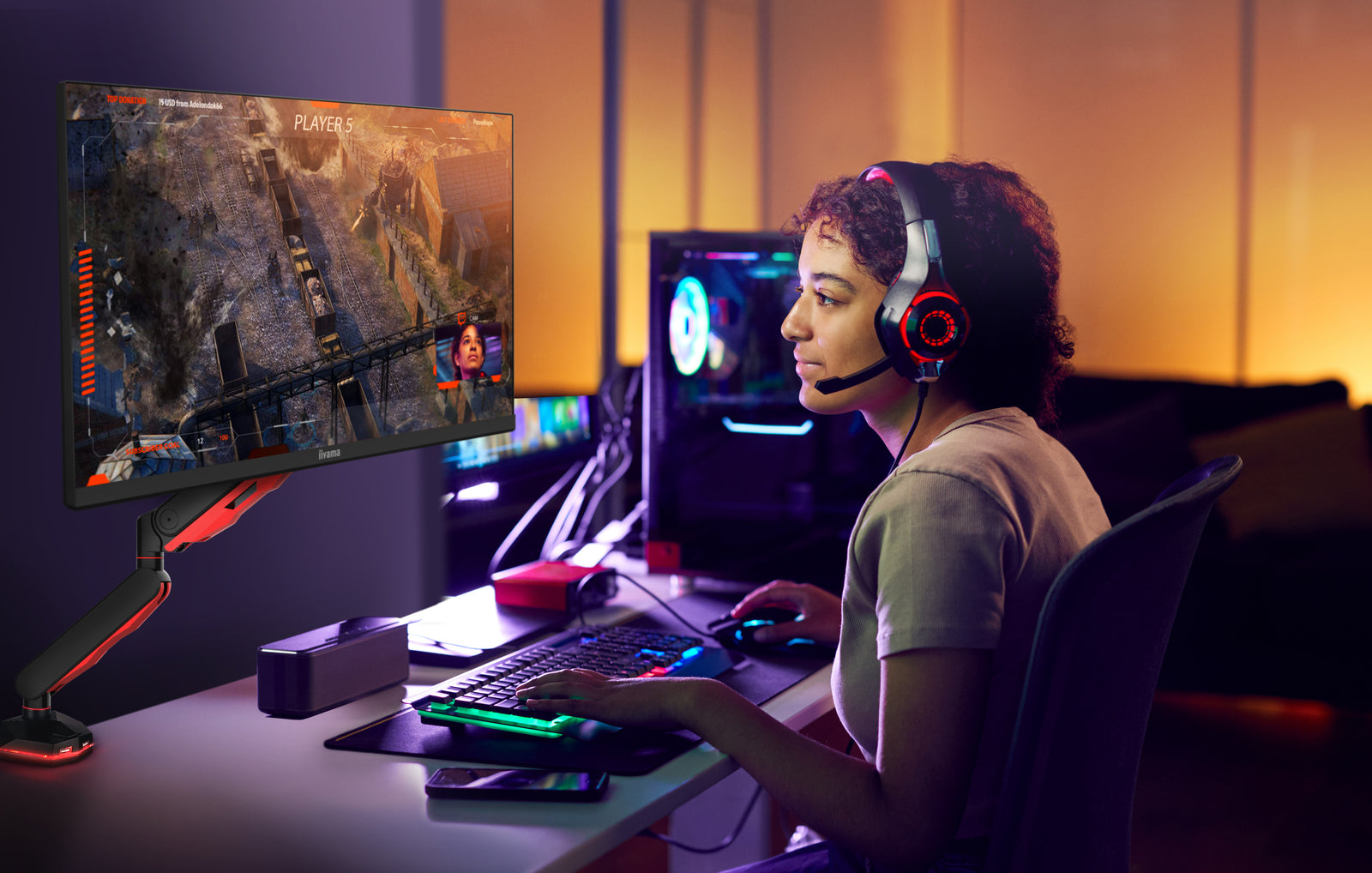 iiyama DSG3001C-R1 Elite Gaming Aluminium Gas Spring Monitor Arm Monitor Arm Desk Mount iiyama