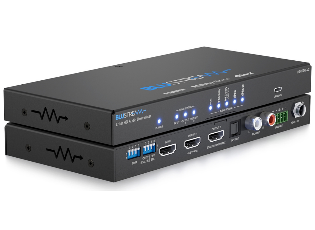 BluStream 7.1ch Dolby® / DTS Down Mixing DAC 2-Way HDMI Splitter & Scaler 4K 60Hz 4:4:4 | HD12DB-V2 Splitter BluStream