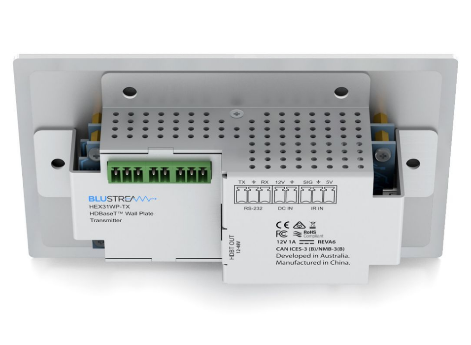 BluStream 2 x HDMI & 1 x USB-C Wall Plate HDBaseT™ Transmitter | HEX31WP-TX IP Transmitter BluStream