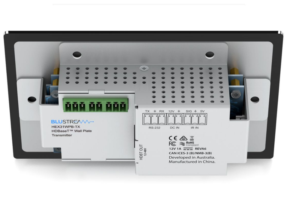 BluStream 2 x HDMI & 1 x USB-C Wall Plate HDBaseT™ Transmitter | HEX31WPB-TX BluSteam Transmitter BluStream