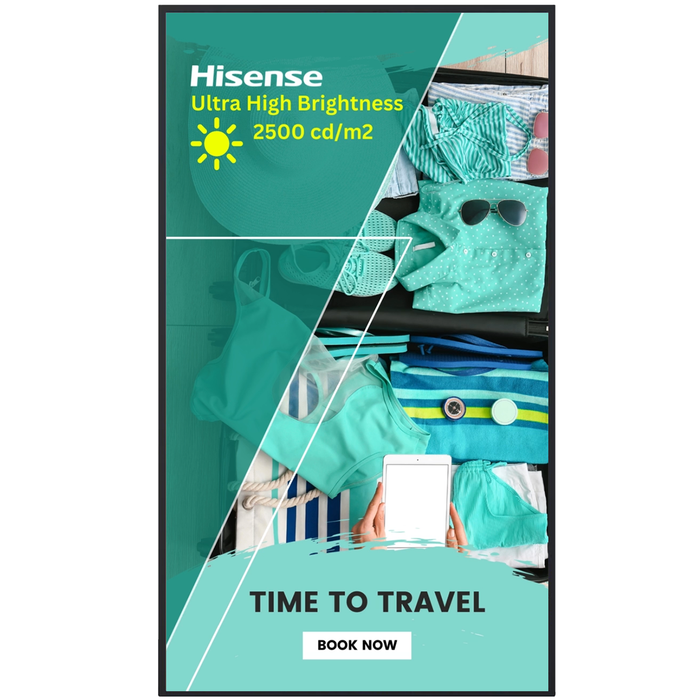 Hisense 49WF25E 49” Window Facing 2500 cd/m2 Ultra High Brightness Digital Signage Display High Brightness Digital Signage Hisense