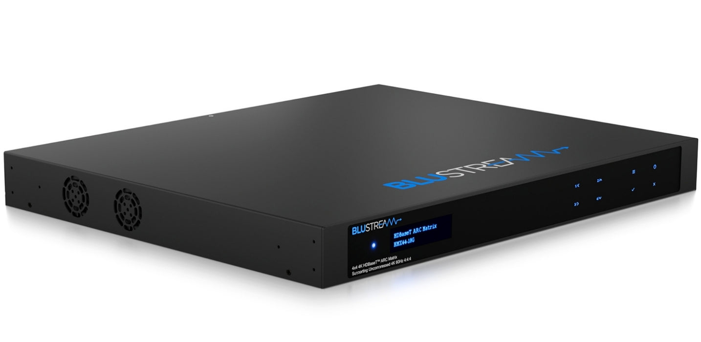 BluStream 4x4 HDBaseT™ ARC Matrix Supporting Uncompressed 4K 60Hz 4:4:4 | HMX44-18G-KIT