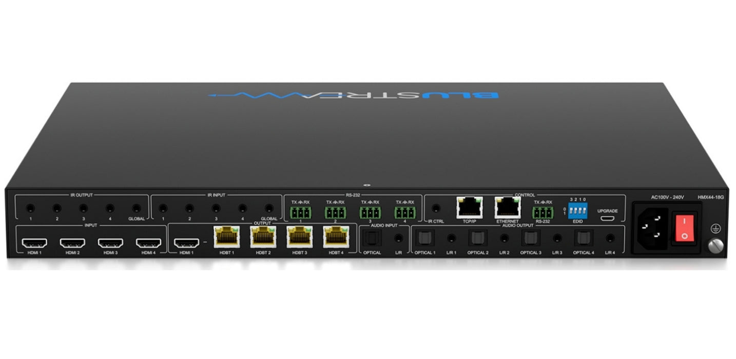 BluStream 4x4 HDBaseT™ ARC Matrix Supporting Uncompressed 4K 60Hz 4:4:4 | HMX44-18G-KIT