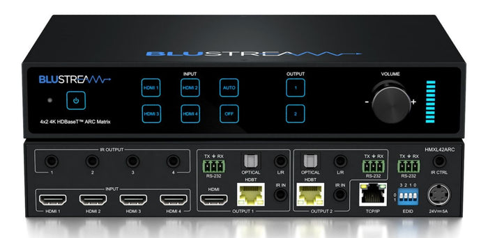 BluStream 4x2 HDBaseT™ Matrix Kit - 70m | HMXL42ARC-KIT AV Extender BluStream