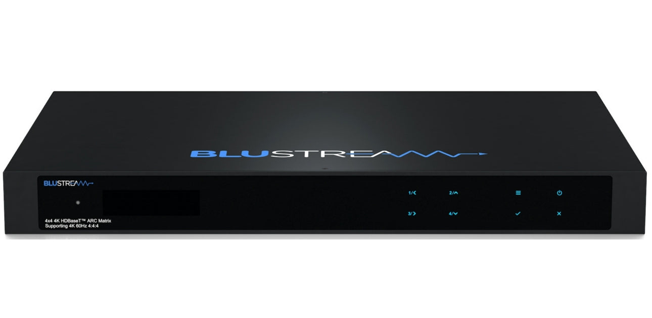 BluStream 4K 60Hz 4x4 HDBaseT™ AV Matrix Kit | HMXL44ARC-KIT — Screen Moove