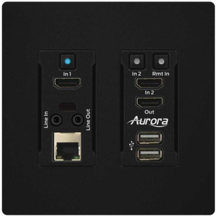 Aurora HT-TX1-WP2-B 2 Input 4K60 HDBaseT??2.0 Transmitter Wall Plate 330ft (Black) AV Extender Aurora