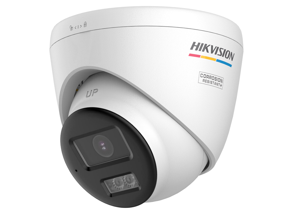 Hikvision 3K ColorVu Dual-Light Fixed PoC Turret Anti-Corrosion Camera with Built-in Microphone 2.8mm White | DS-2CE72KF3T-LSYE-2.8MM