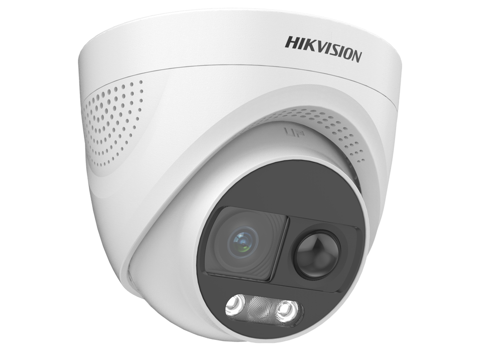 Hikvision 3K ColorVu PIR Siren Fixed Turret Camera with Built-in Speaker 2.8mm White | DS-2CE72KF3T-PIRXO-2.8MM