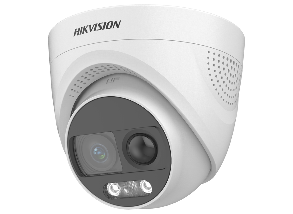 Hikvision 3K ColorVu PIR Siren Fixed Turret Camera with Built-in Speaker 2.8mm White | DS-2CE72KF3T-PIRXO-2.8MM
