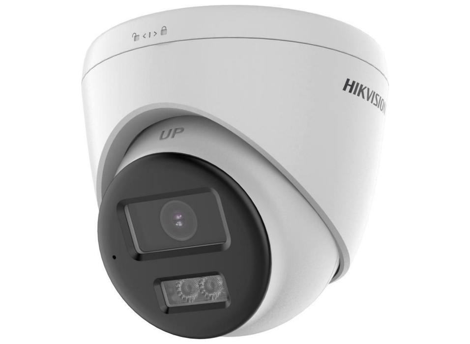 Hikvision 8MP ColorVu Fixed Turret Dome Camera with Two-Way Audio & Smart Hybrid Light, 2.8mm, White | DS-2CE78U0T-LTS-2.8MM