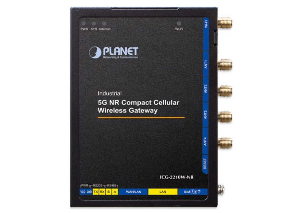 Planet Industrial 5G NR Compact Cellular Wireless Gateway with 2-Port 10/100/1000T | ICG-2210W-NR-EU Gateways/Controllers Planet