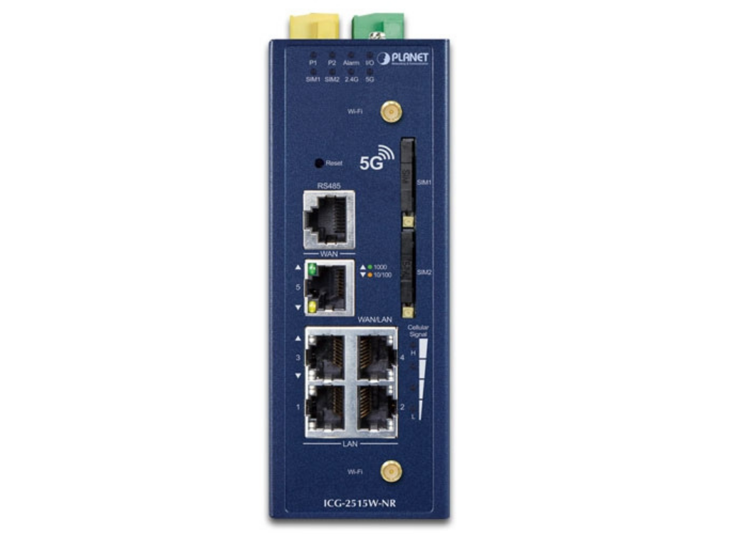 Planet Industrial 5G NR Cellular Wireless Gateway with 5-Port 10/100/1000T Gateway Planet