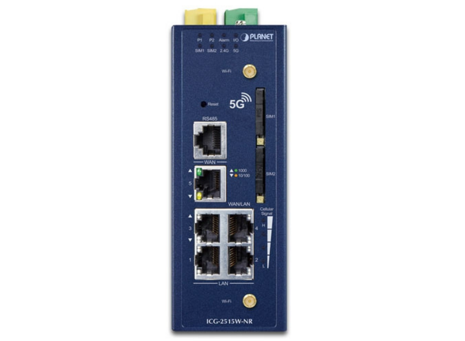 Planet Industrial 5G NR Cellular Wireless Gateway with 5-Port 10/100/1000T Planet Gateways/Controllers Planet